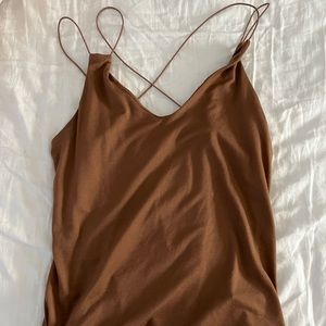 Basic strappy tank top brown size medium
